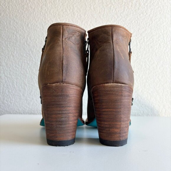 Lane CHARLIE Brown Short Cowboy Boots Womens 9 Western Wear Leather Ankle Bootie - Picture 5 of 9